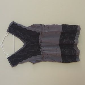 NWT Daytrip Buckle Black Grey Floral Lace Tank Blouse - Size M